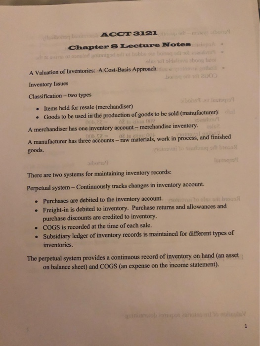  ACCT 3121 n ebo Chapter 8 Lecture Notes boom be De