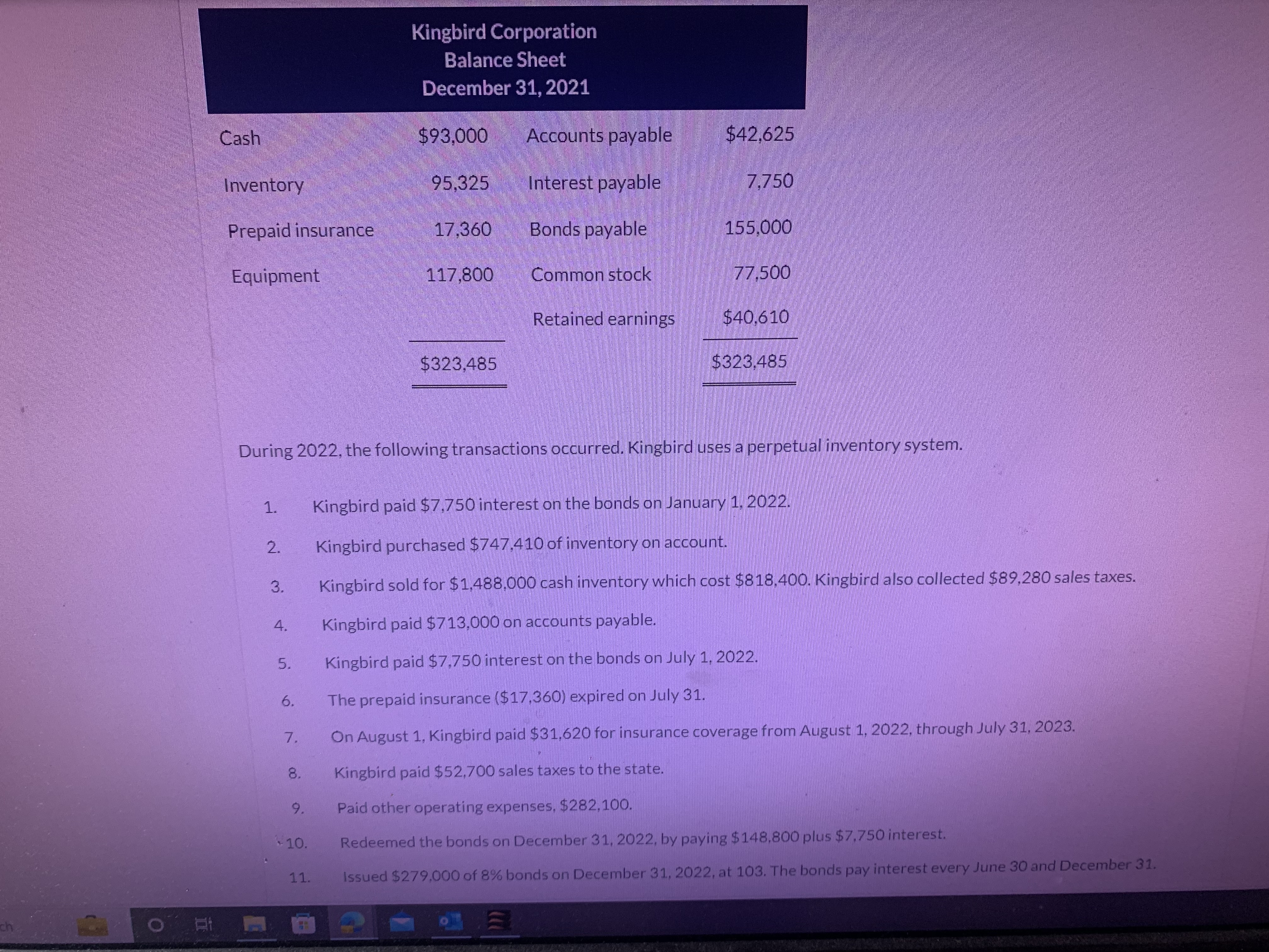  Question: Adjustment data: 1) recorded the insurance expired from item 7.2)