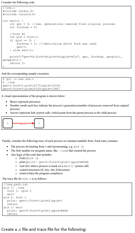  Consider the following code: /one.c #include #include int main ( int