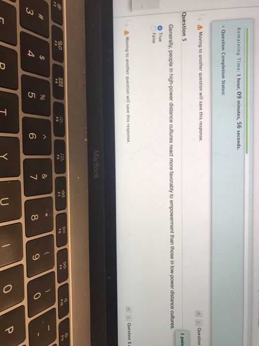  Remaining Time: 1 hour, 09 minutes, 56 seconds Question Completion Status