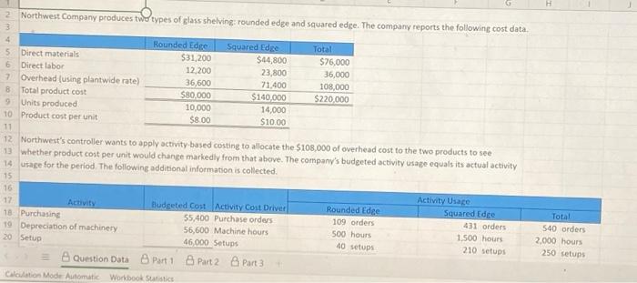 cost per unit, and product cost per unit LO P3 Northwest Company