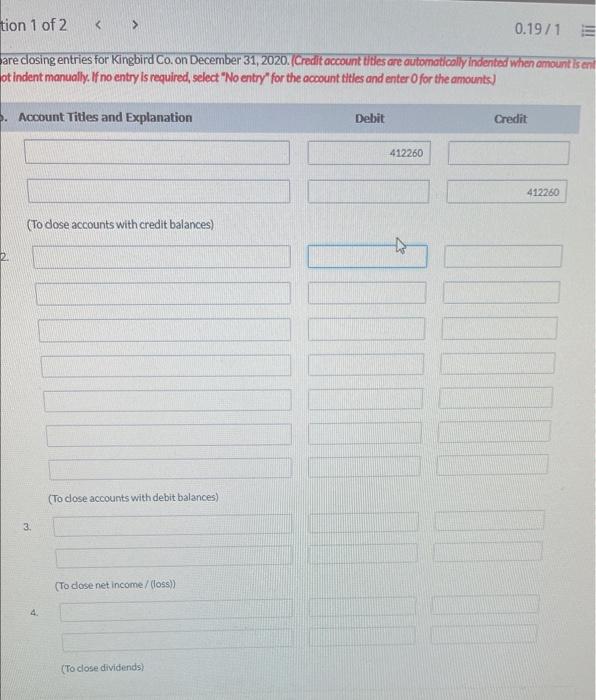 below are selected account balances for Kingbird Co. as of December 31,