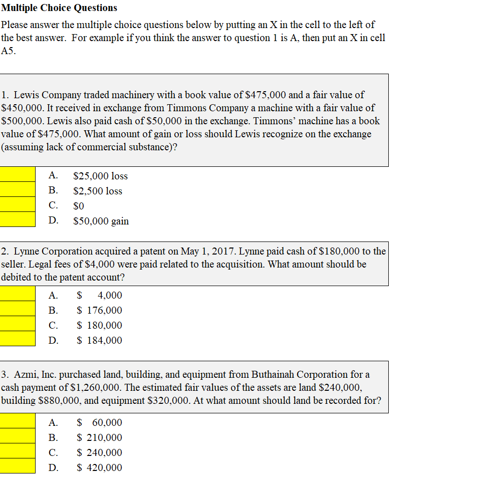 multiple choice Multiple Choice Questions Please answer the multiple choice questions below