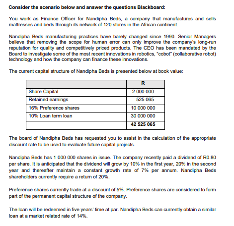 Complete the below table with the above information given: Consider the scenario