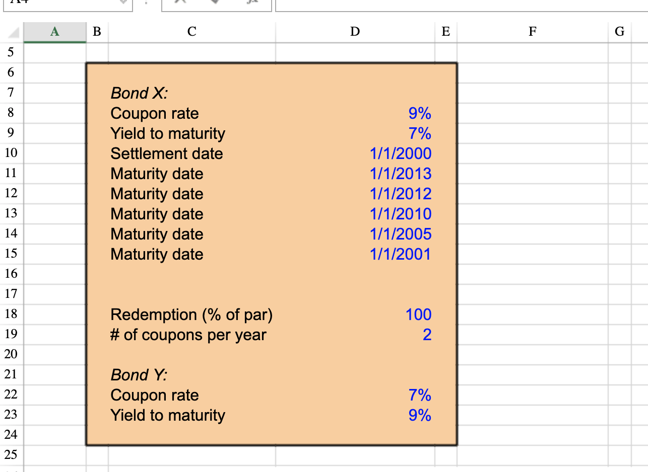 G H 1 2 3 4 Bond X is a premium bond