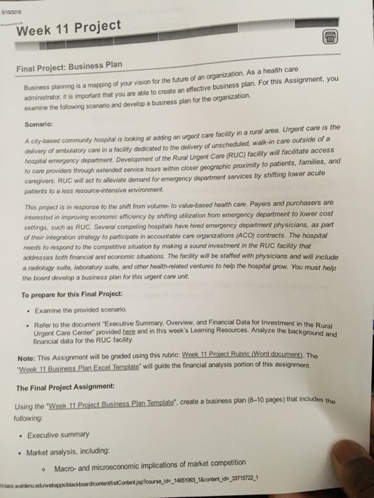 I am suppose to be completing a final project(create a business plan