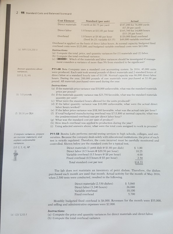  can i please get help with problem P11-4B 2 11 Standard