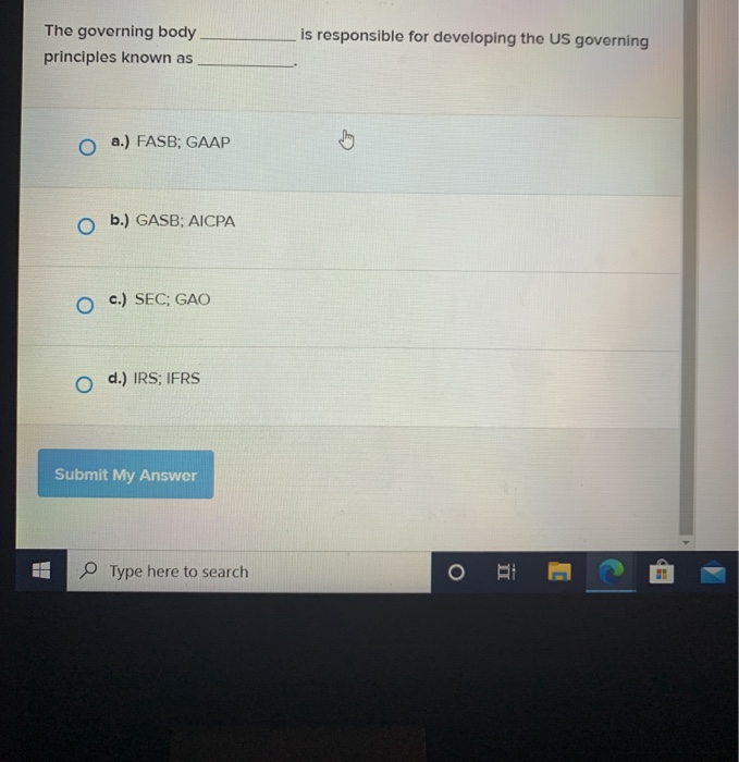  The governing body principles known as is responsible for developing the