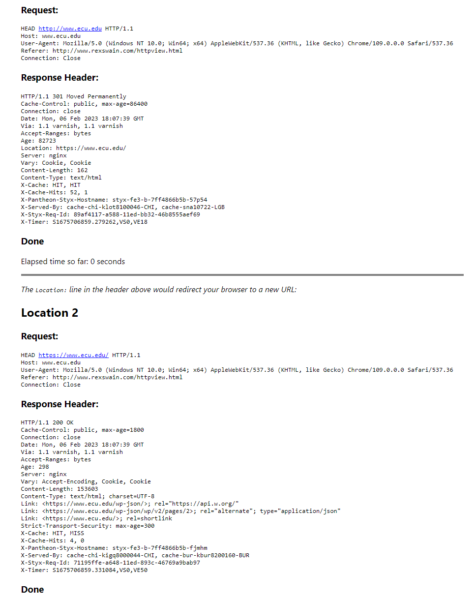  Why was a status code of 200 returned for http://www.cs.ecu.edu. but