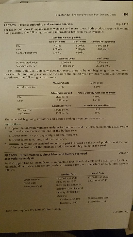 PR 23-2B please Chapter 23 Evaluating Variances from Standard Costs 1197 PR