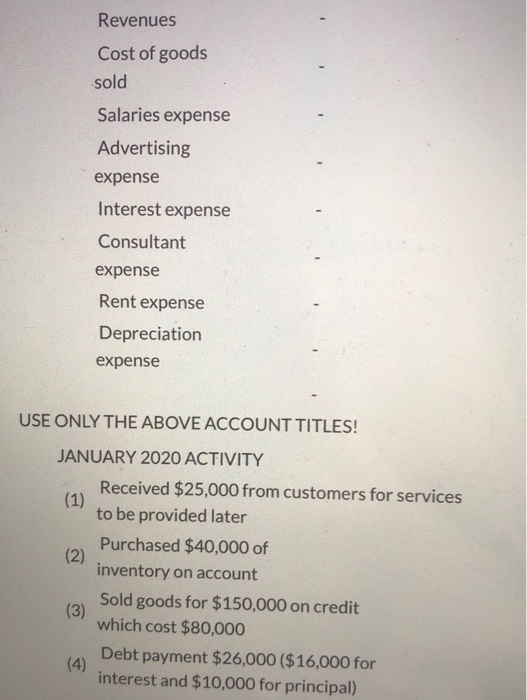 balance at 12/31/19 DR/(CR) Cash 75,000 Accounts 200,000 receivable Inventory 175,000 Prepaid