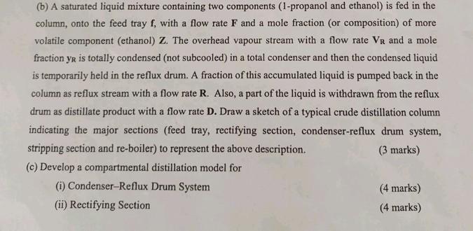 (b) A saturated liquid mixture containing two components (1-propanol and ethanol)