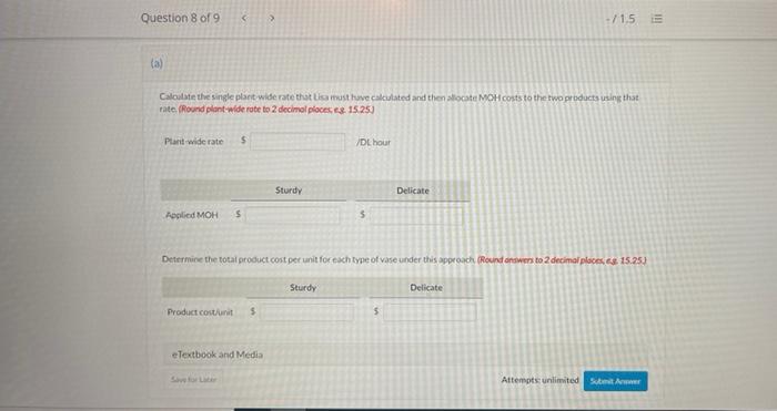 for a company that makes and sells vases, and she just completed