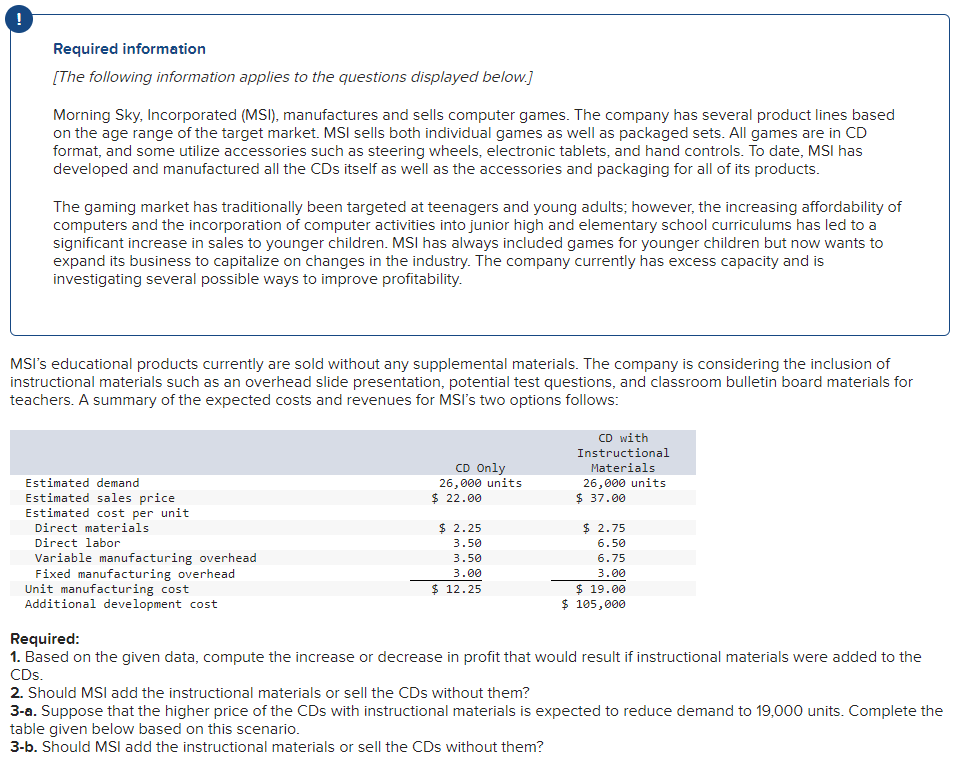 Based on the given data, compute the increase or decrease in