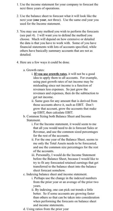  forecasting using the common sizing method listed as one of the