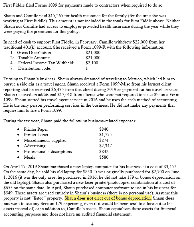  How to do the tax return? First Fiddle filed Forms 1099