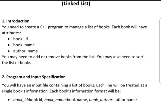 (Linked List) 1. Introduction Each book will have attributes: book_id book_name