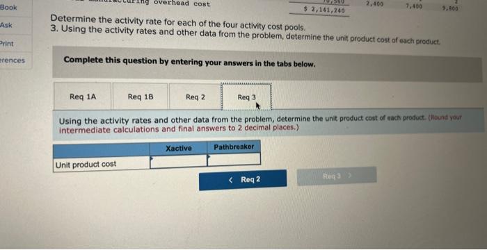 3. Using the activity rates and other data fiom the problem, determine
