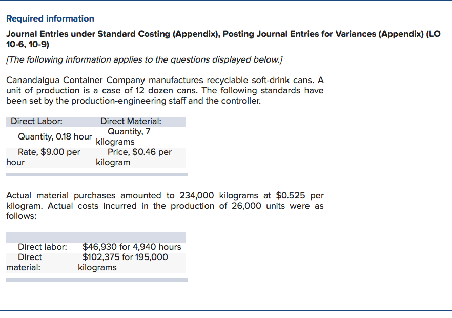  Required information Journal Entries under Standard Costing (Appendix), Posting Journal Entries