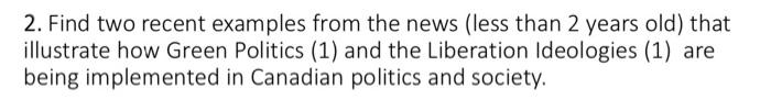 2. Find two recent examples from the news (less than 2
