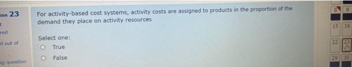  on 23 For activity-based cost systems, activity costs are assigned to