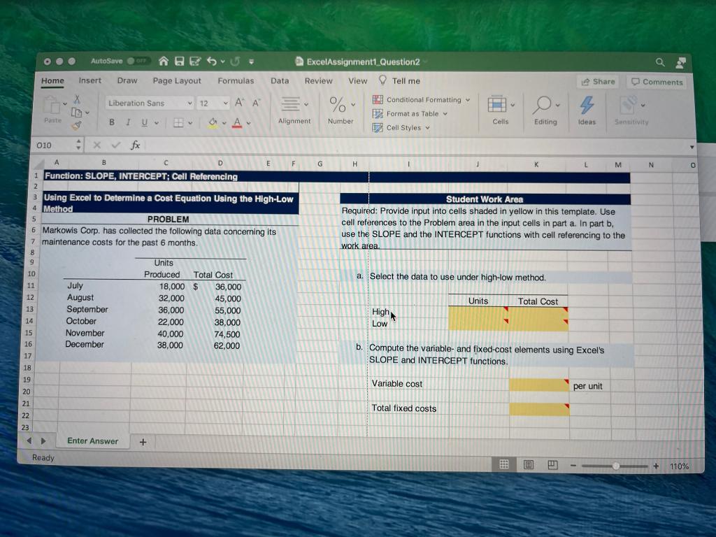  O @ @ AutoSave On BES = ExcelAssignment1 Question2 Review View