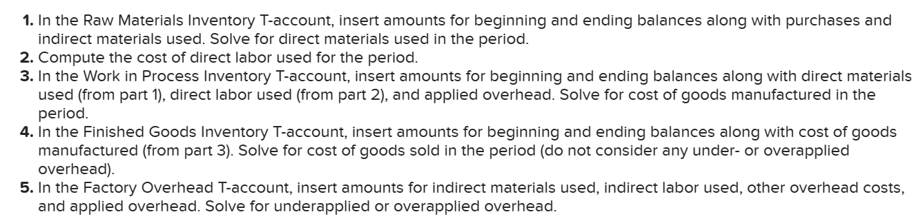 ending balances along with purchases and indirect materials used. Solve for direct