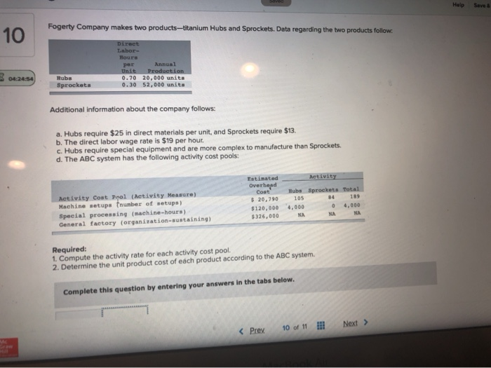 please type the answer Help Save a Fogerty Company makes two products-titanium