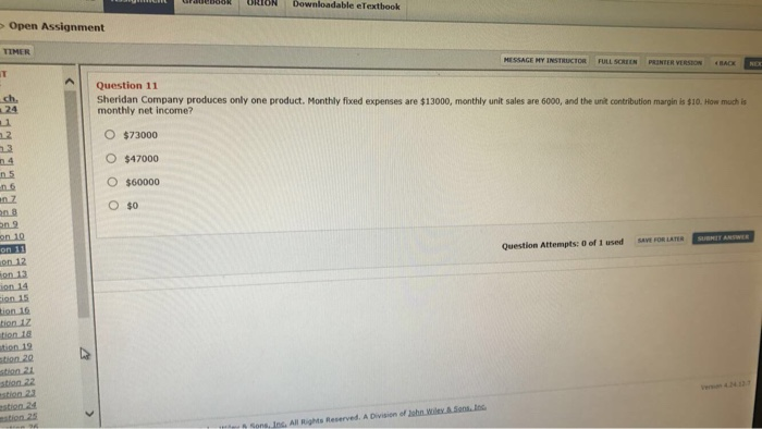  Bo ORION Downloadable eTextbook Open Assignment MESSAGE HY INSTRUCTOR FULL SCREM