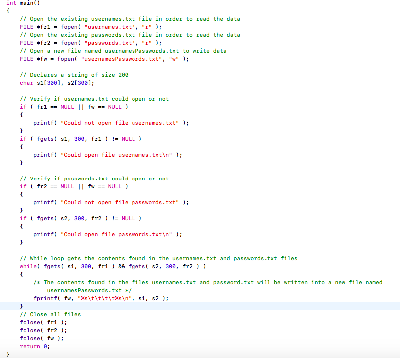 I've been working on a C programming assignment and it is supposed