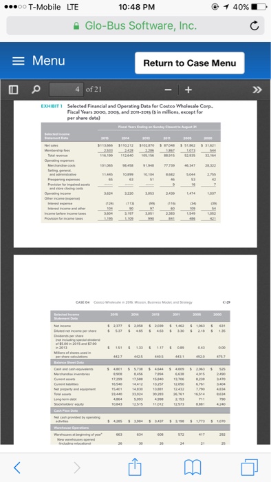  1) Based on the data in exhibits 1 & 4, is