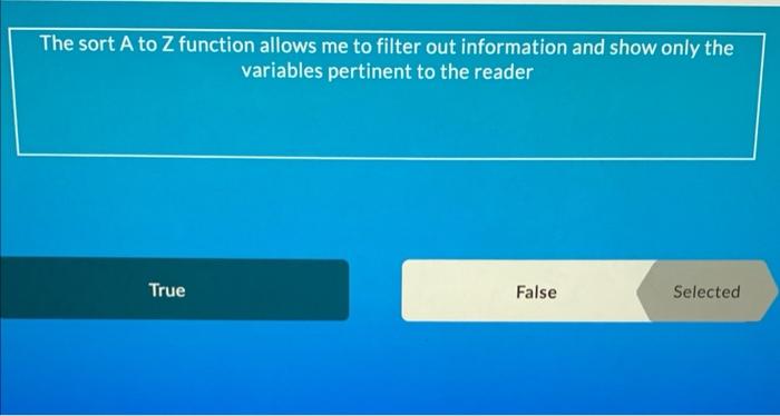 The sort A to Z function allows me to filter out