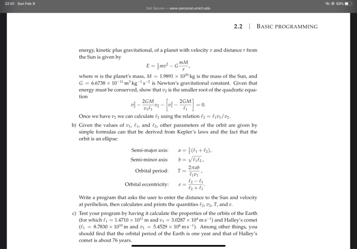 Not Secure-www-personalumich.edu Exercise 2.6: Planetary orbits The orbit in space of one