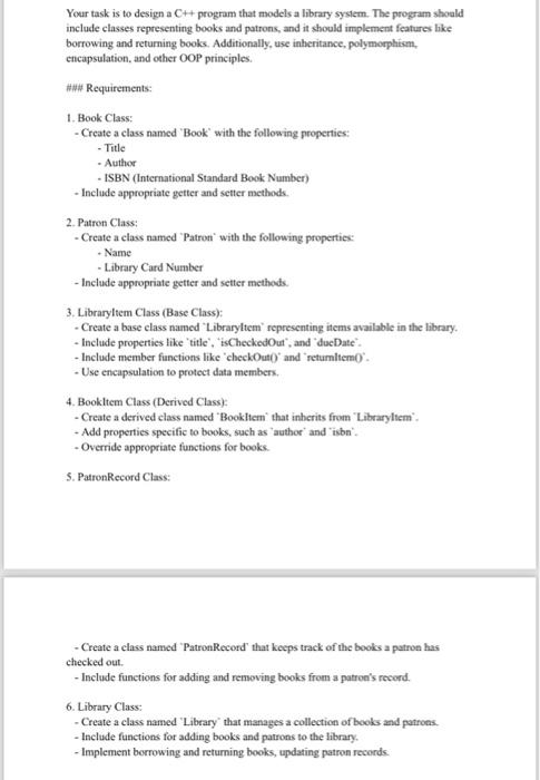  Your task is to design a C++ program that models a