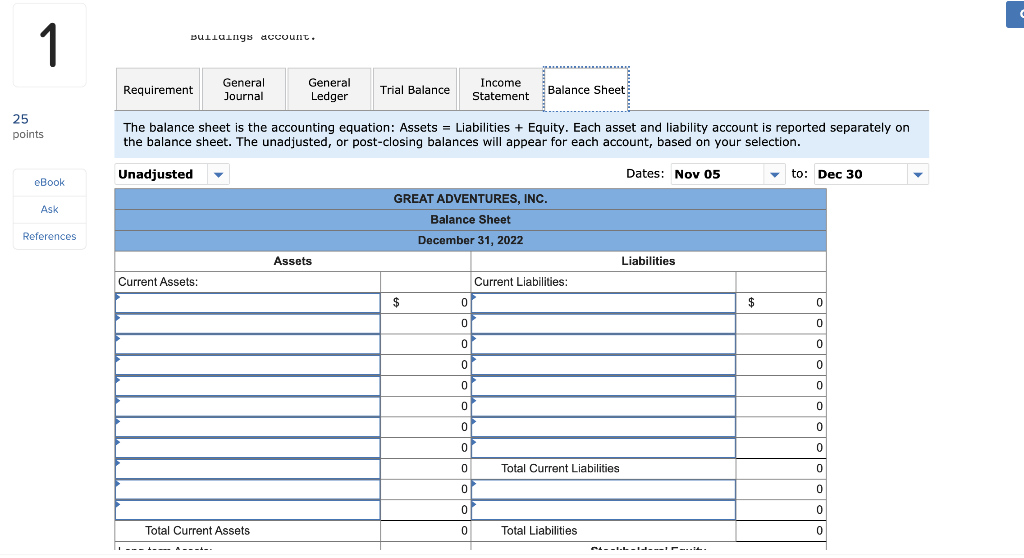 Help Save & Exit Submit Check my work Great Adventures Problem AP10-1