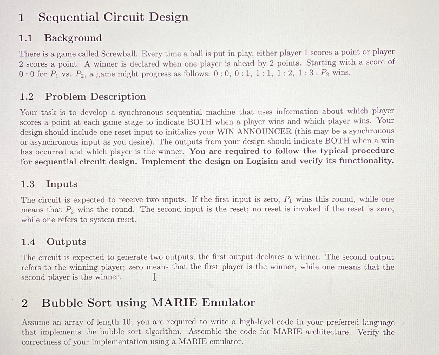  1 Sequential Circuit Design 1.1 Background There is a game called