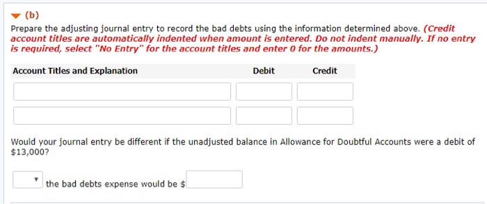 for its accounts receivable at the end of each month and records