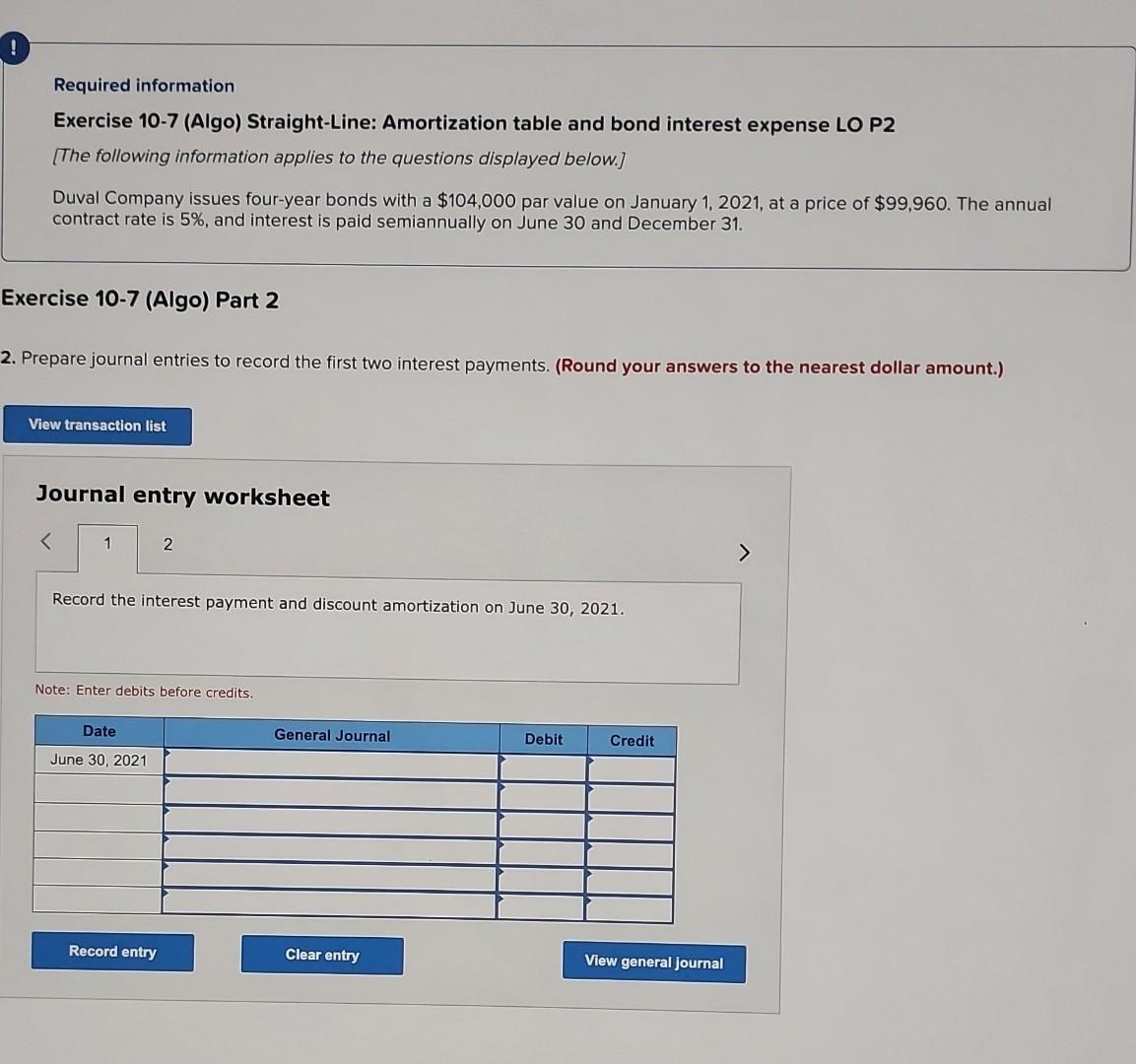 interest expense LO P2 [The following information applies to the questions displayed