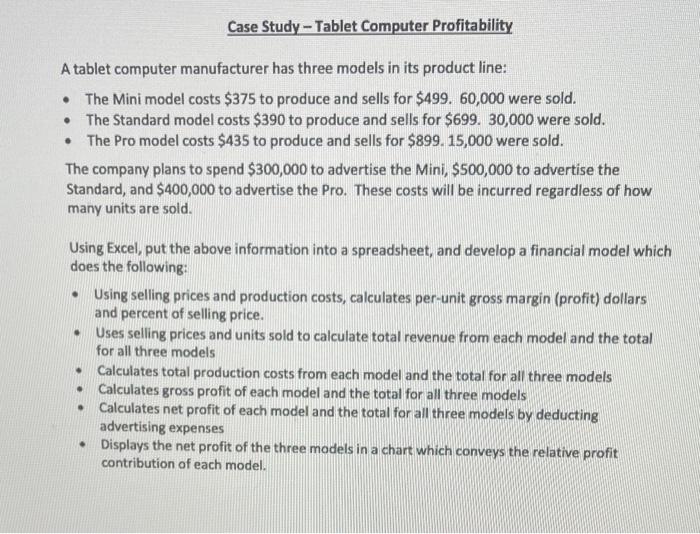 can you please provide formulas and the excel table please Case Study