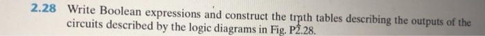  Write Boolean expressions and construct the tmth tables describing the outputs