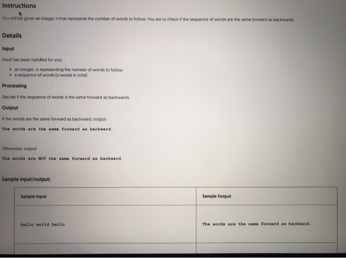  java please Instructions You will be given an integer n that