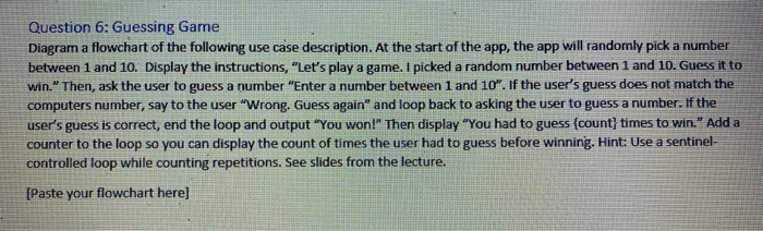  Design a flowchart using Javascript language Question 6: Guessing Game Diagram