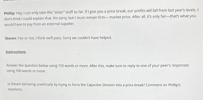 sells capacitors to both internal and external customers. The company's X-ray Division