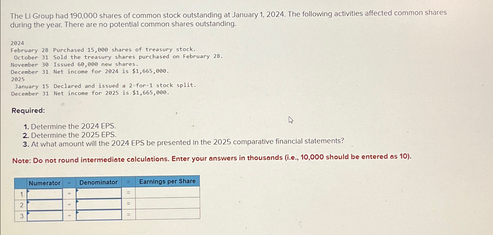  The Li Group had 190,000 shares of common stock outstanding at