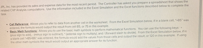  JPL Inc. has provided its sales and expense data for the