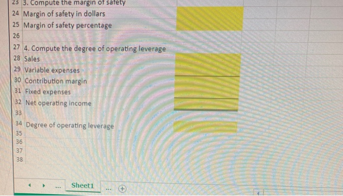 shows the related CVP Analysis computations. Use the information included in the