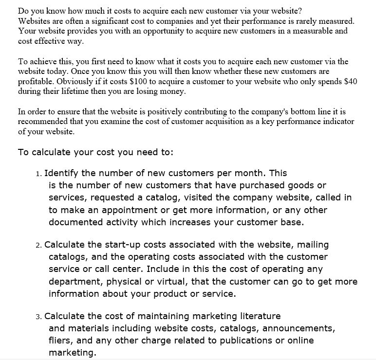 Do you know how much it costs to acquire each new