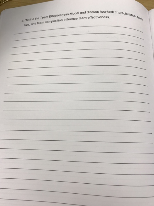  I want the answer Outline the Team Effectiveness Model and discuss