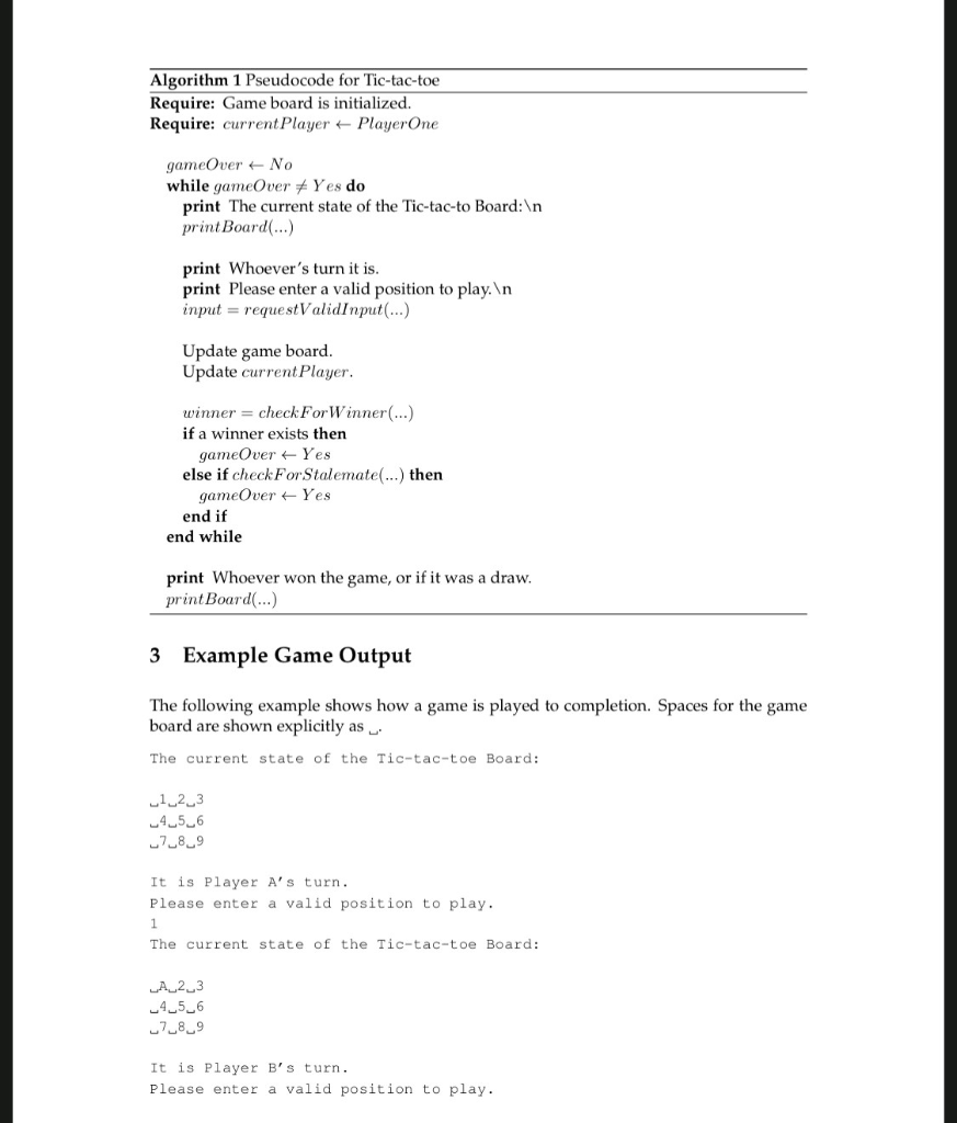 space with 'A' and Player B marks their space with B'. A