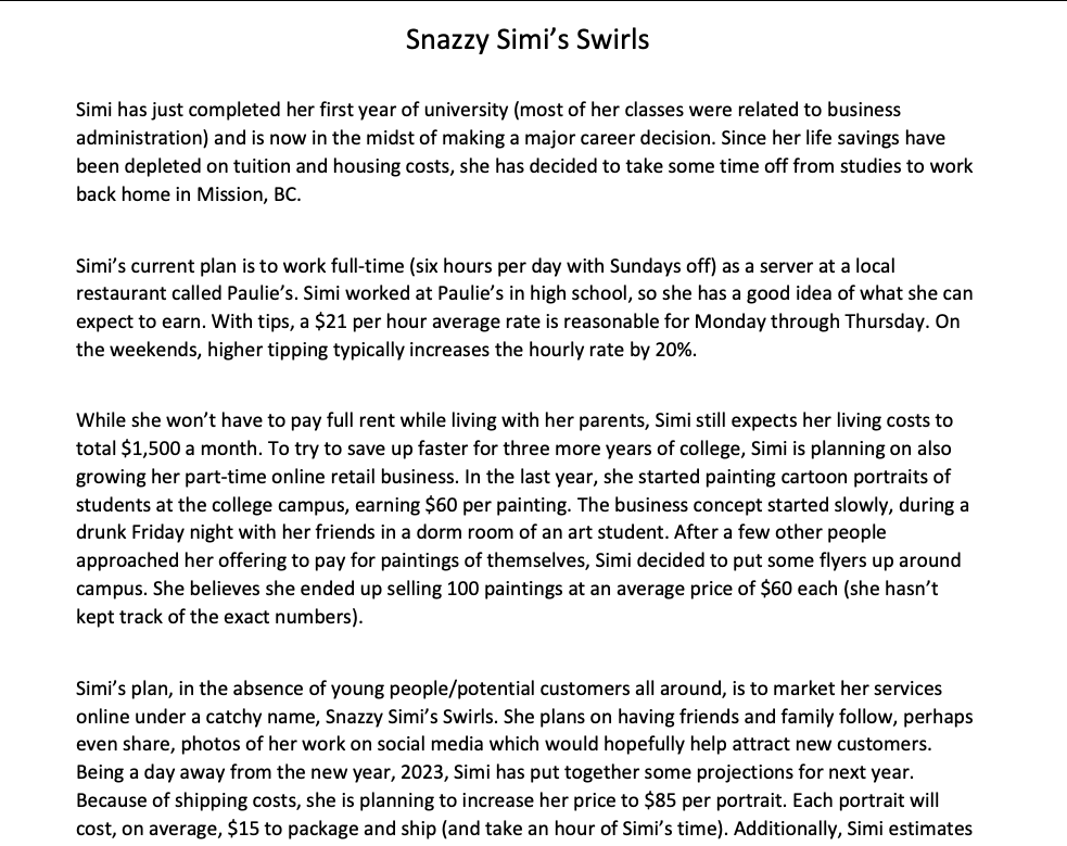 I need help solving this study case, also see the math problems